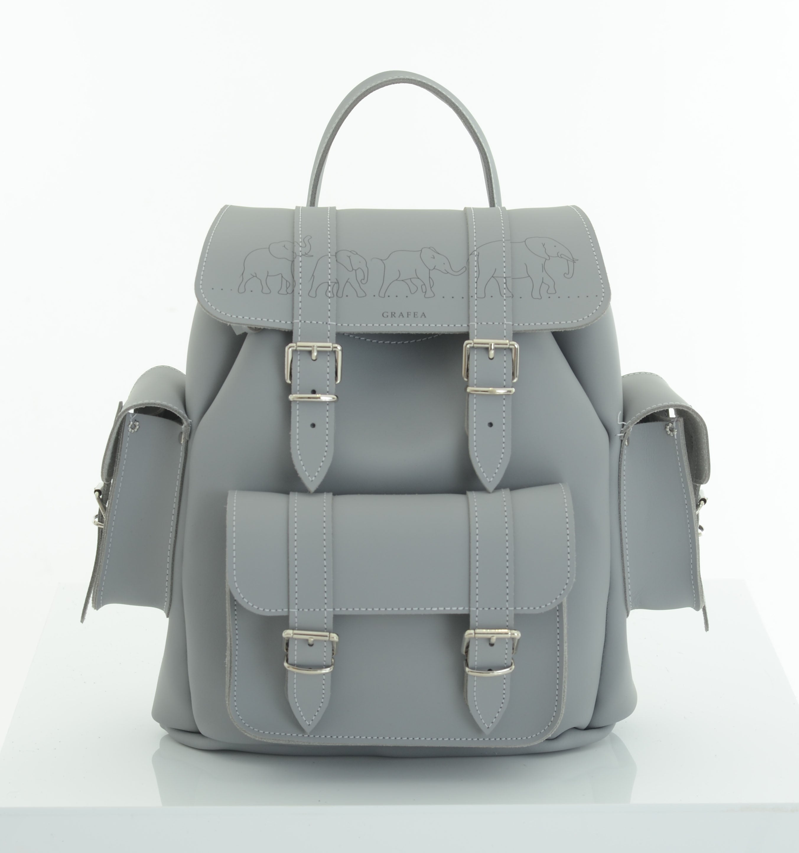 day and mood grey leather backpack HARI II ELEPHANTS