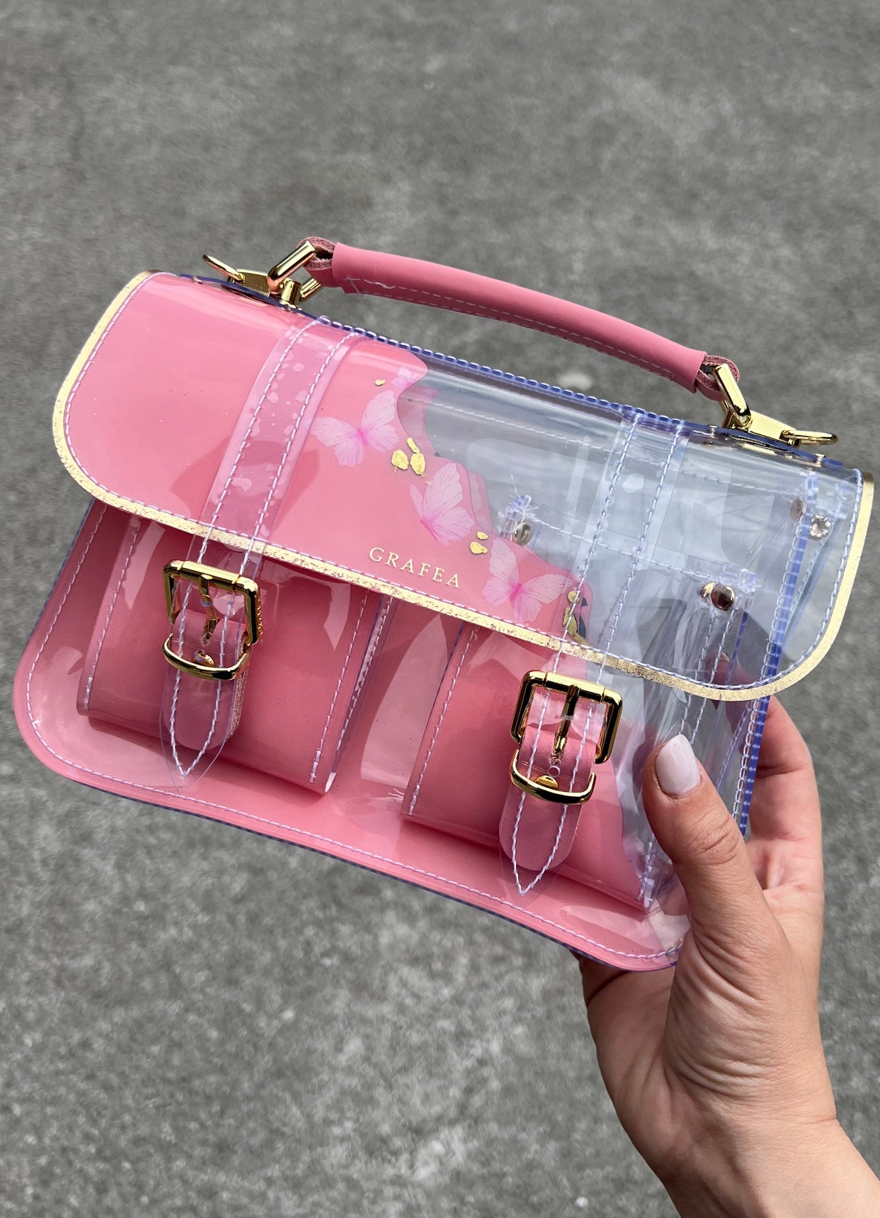 MICRO PINK GLASS - Mini Leather Satchel – GRAFEA
