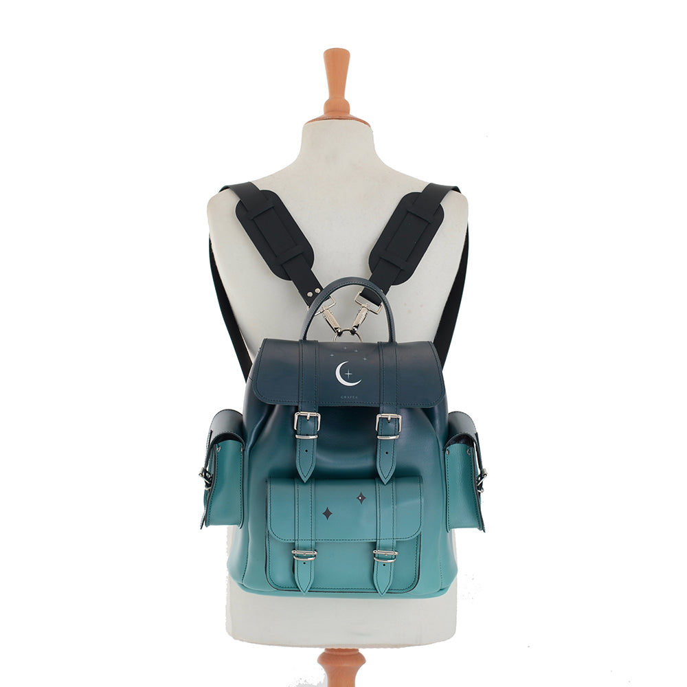 grafea mini backpack sale HARI II GREEN MOON- Leather Backpack – GRAFEA