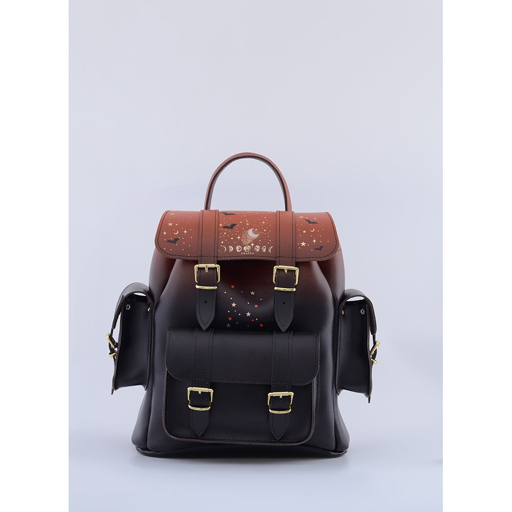 HARI II ORANGE MOON - Leather Backpack – GRAFEA