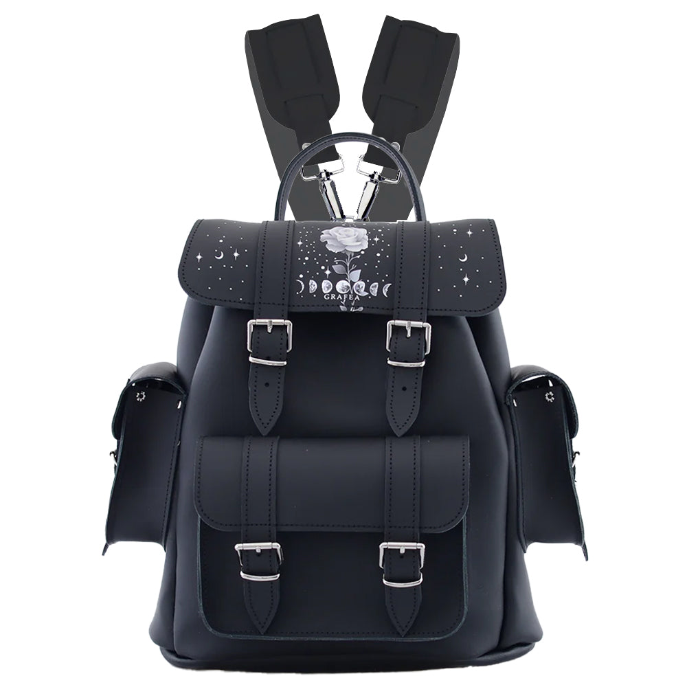 HARI II WHITE ROSE MOON- Leather Backpack – GRAFEA