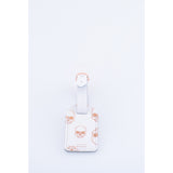 LEATHER LUGGAGE TAG WHITE ROSE GOLD SKULLS