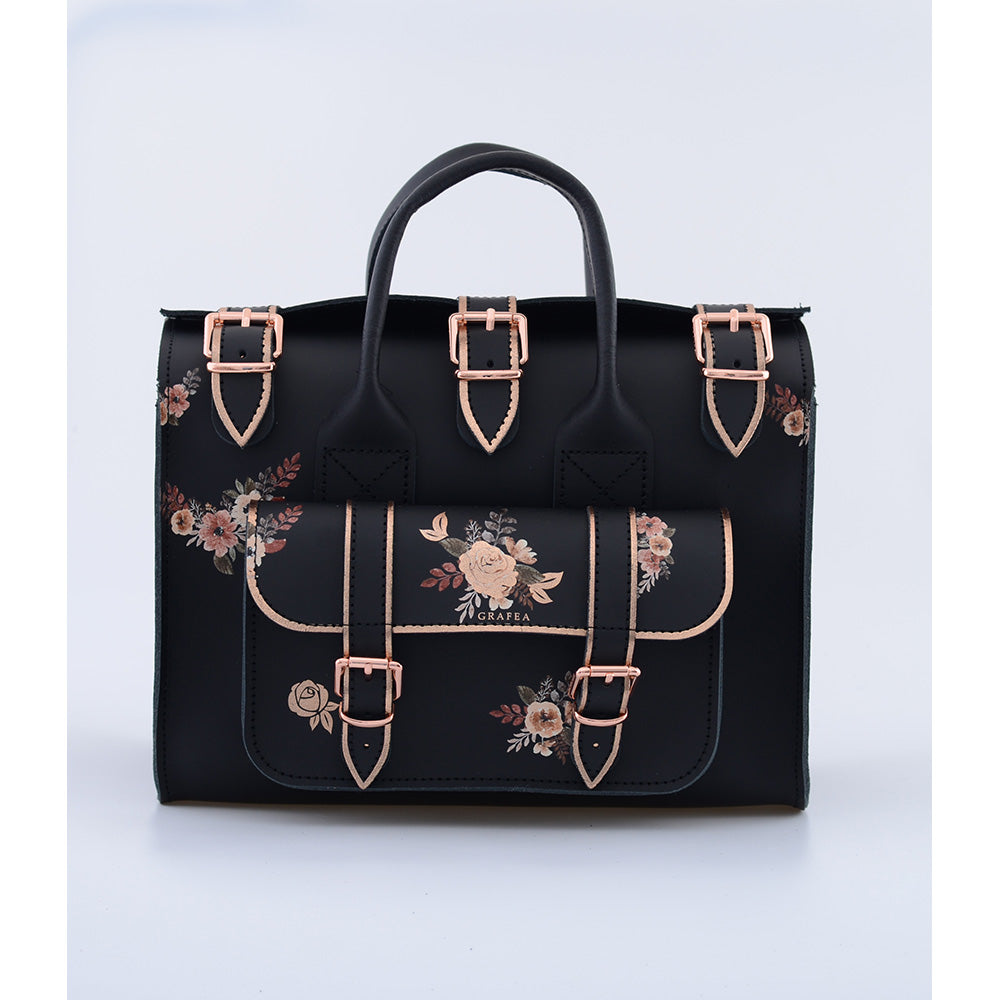 LUNA PORCELAIN BLACK- Womens Leather Shoulder Bag – GRAFEA