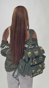 HARI II DARK GREEN GOLD SKULLS