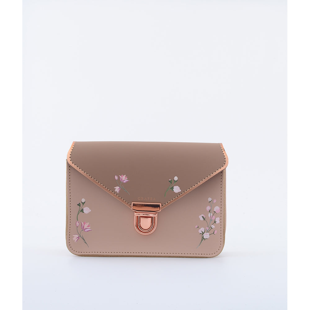 SMALL CROSSBODY BROWN KIMONO- Leather Shoulder Bag – GRAFEA