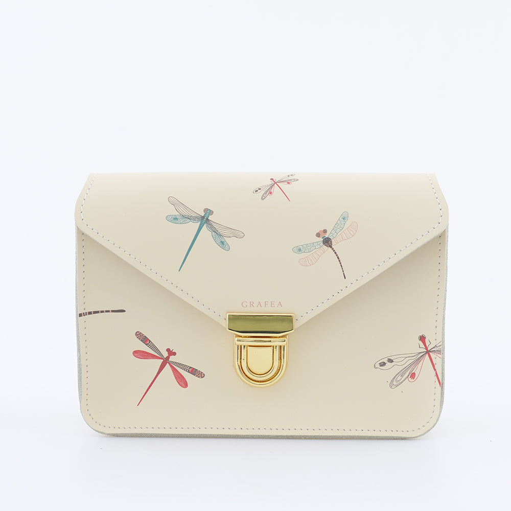 SMALL CROSSBODY CREAM DRAGONFLY Leather Shoulder Bag GRAFEA
