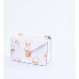 SMALL CROSSBODY WHITE ROSE GOLD SKULLS