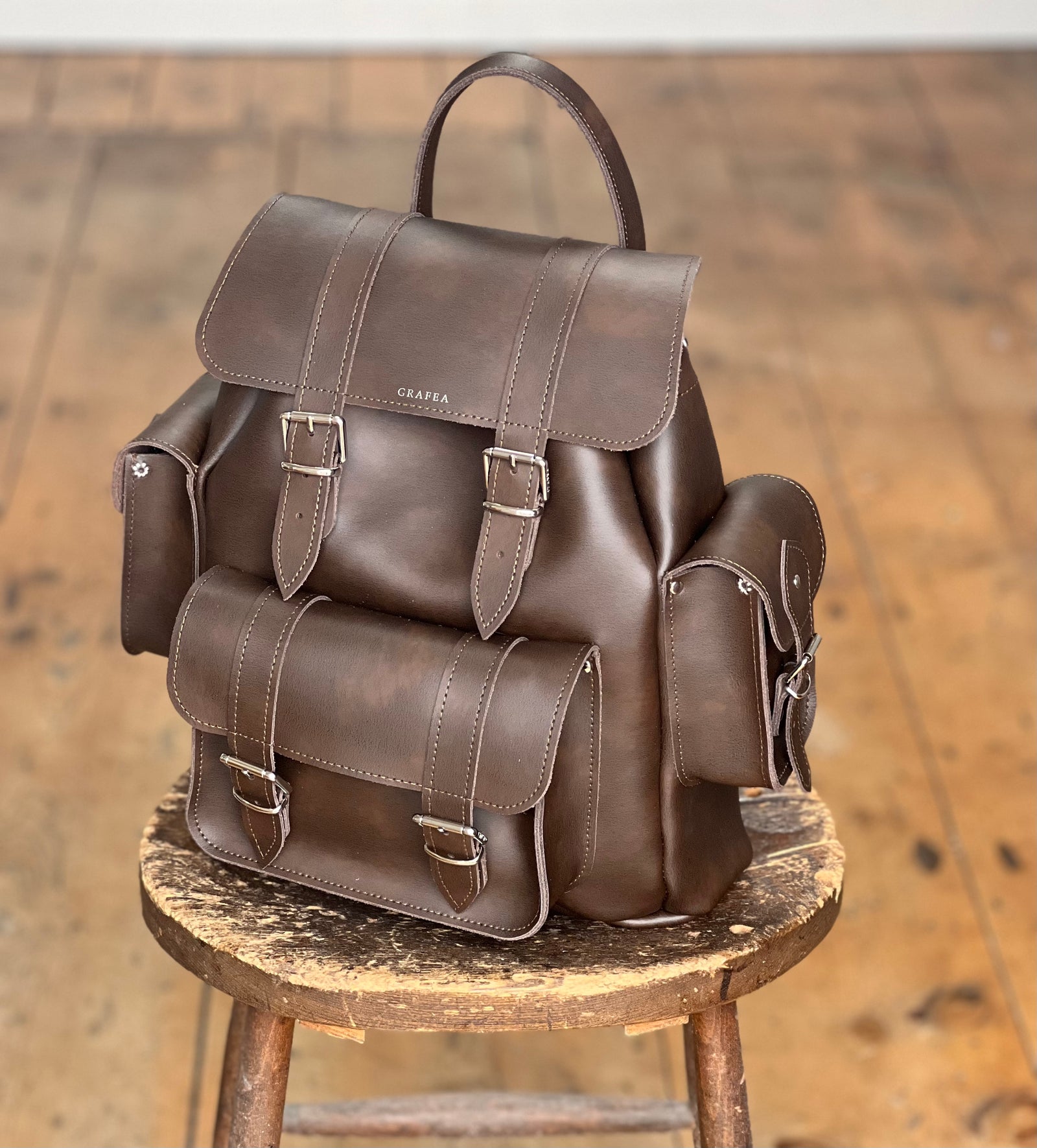 HARI II DARK BROWN - Leather Backpack – GRAFEA