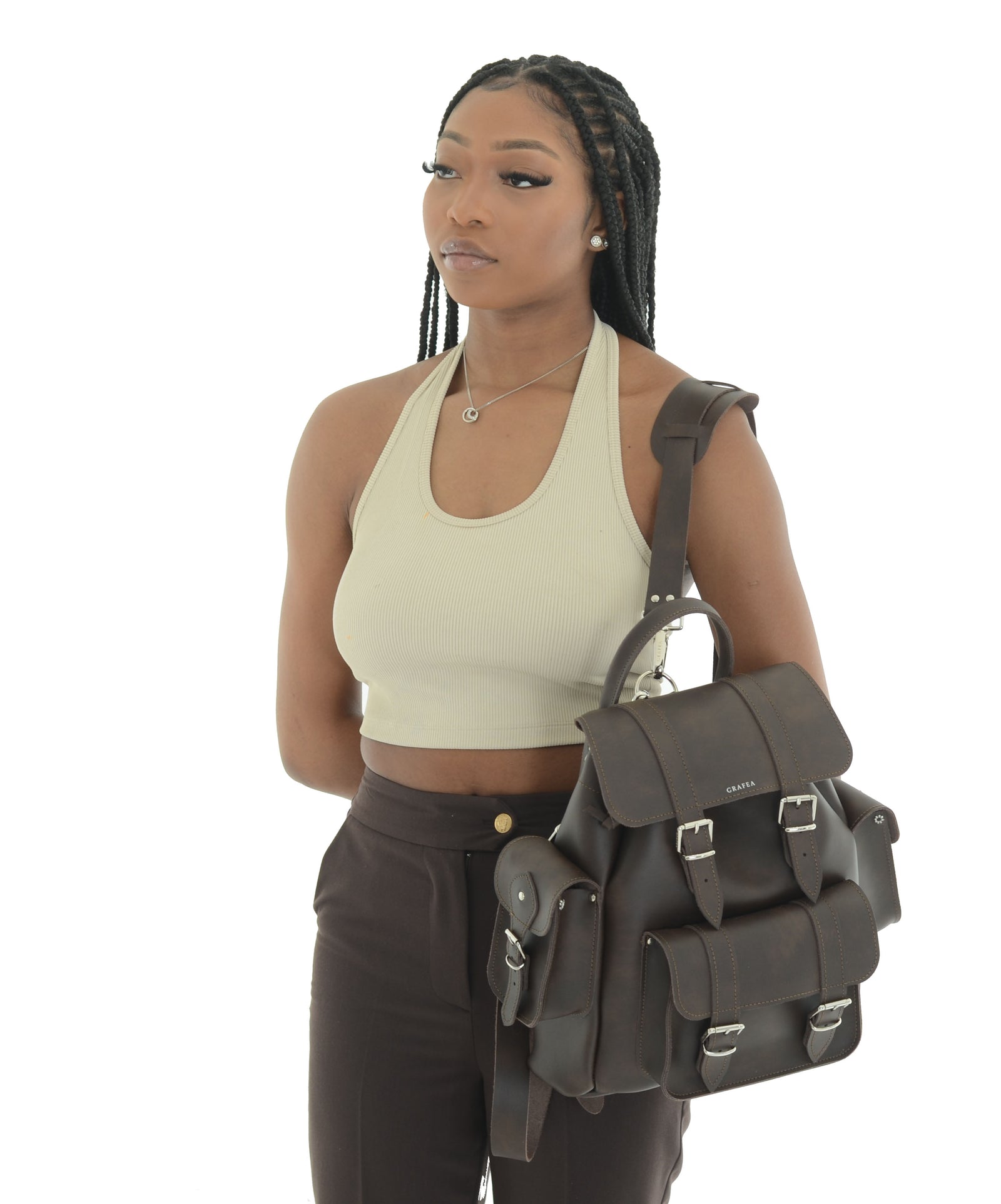 HARI II DARK BROWN - Leather Backpack – GRAFEA