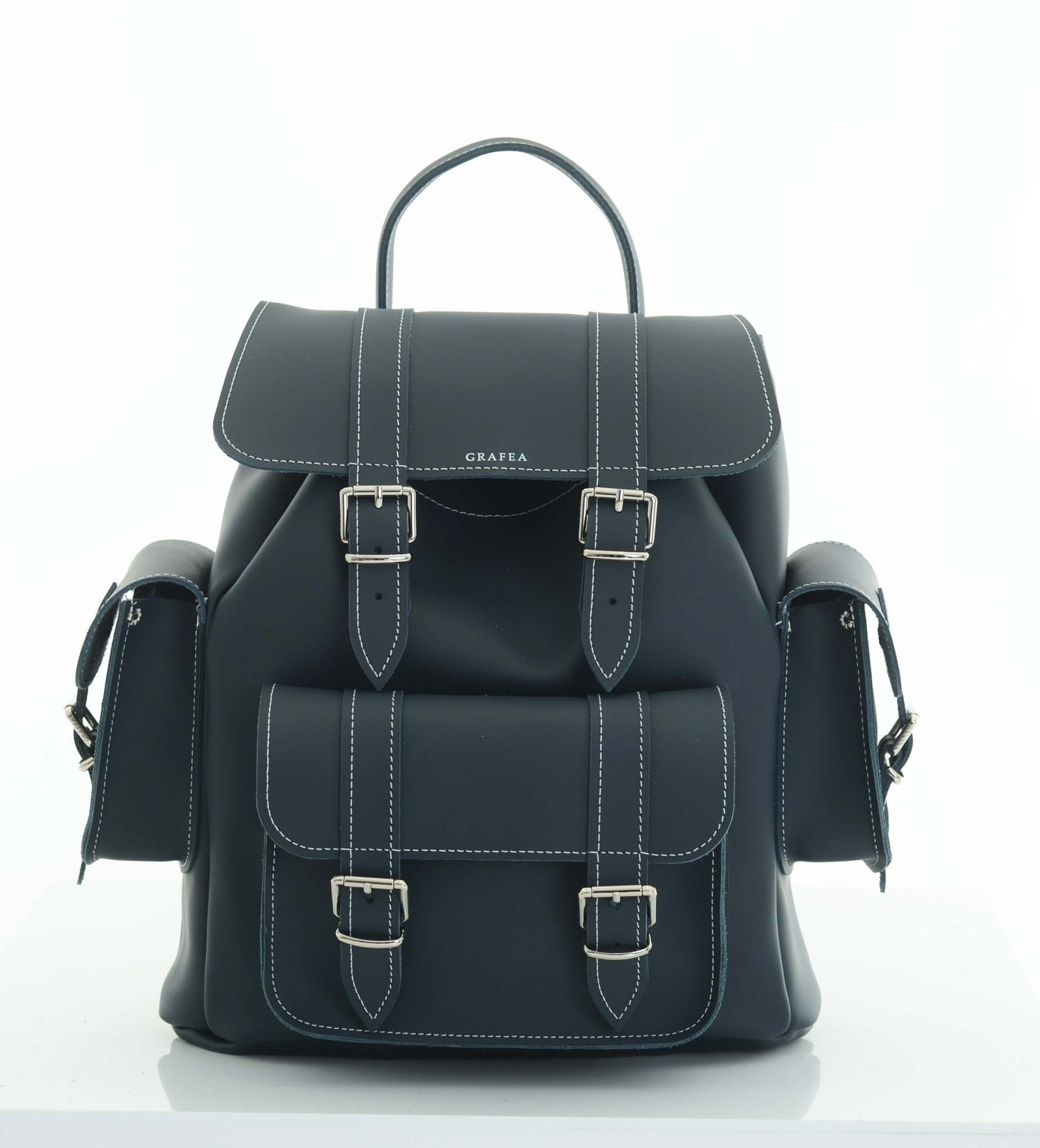 HARI II NAVY - Leather Backpack – GRAFEA