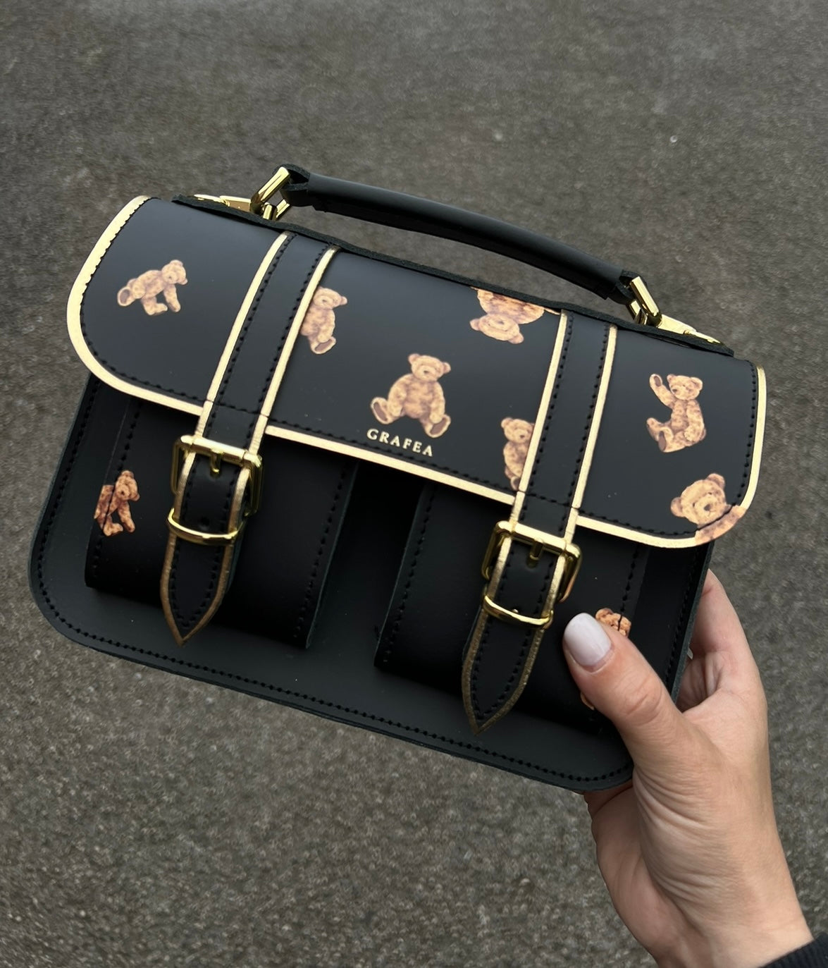 MICRO TEDDY BEAR - Mini Leather Satchel – GRAFEA