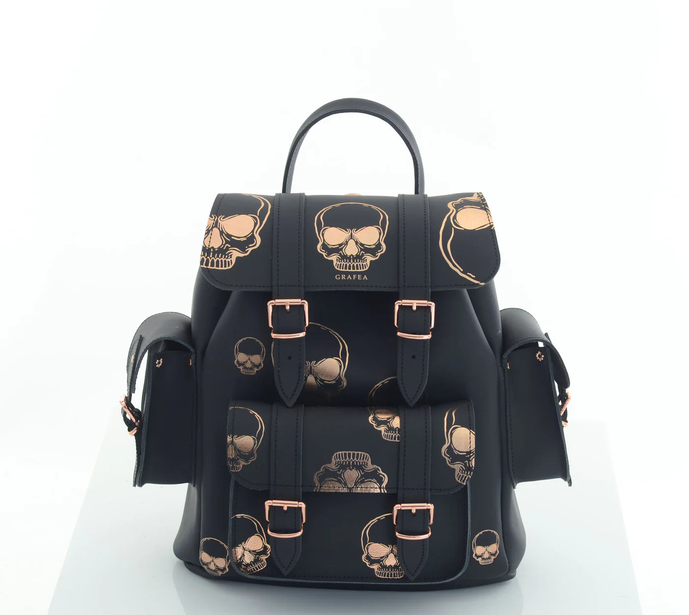 HARI II ROSE GOLD SKULLS W Leather backpack – GRAFEA