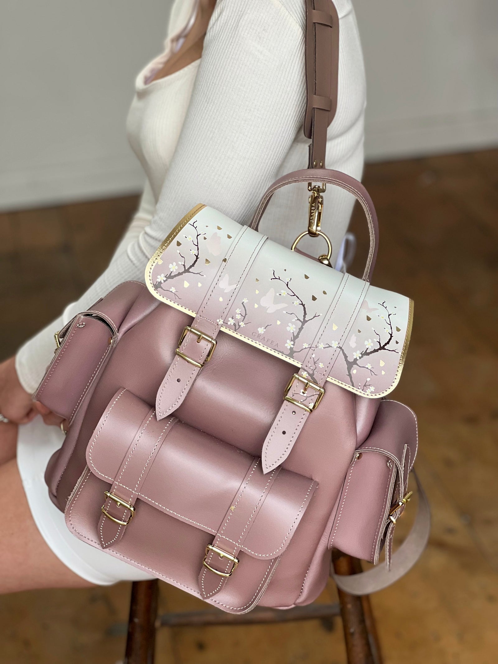 HARI II BLOSSOM- Leather Backpack – GRAFEA - Main Image