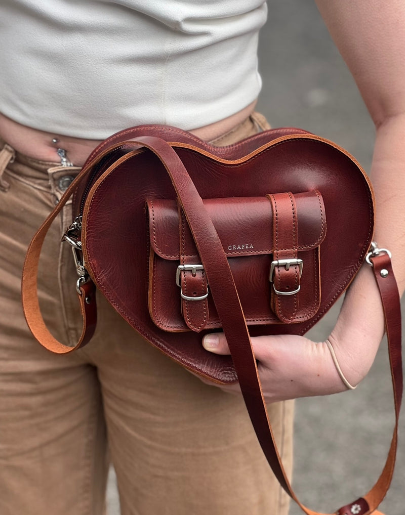 HEART SATCHEL ANTIQUE BURGUNDY