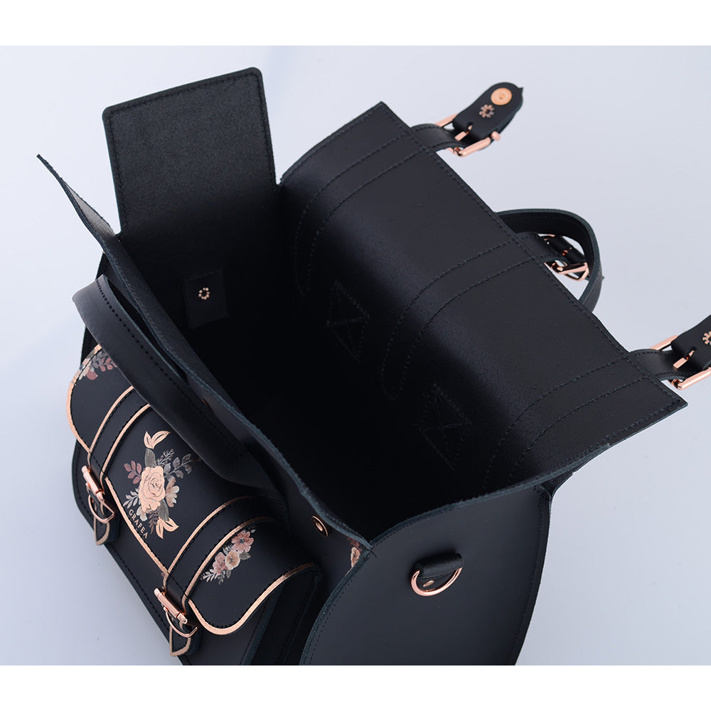 LUNA PORCELAIN BLACK- Womens Leather Shoulder Bag – GRAFEA