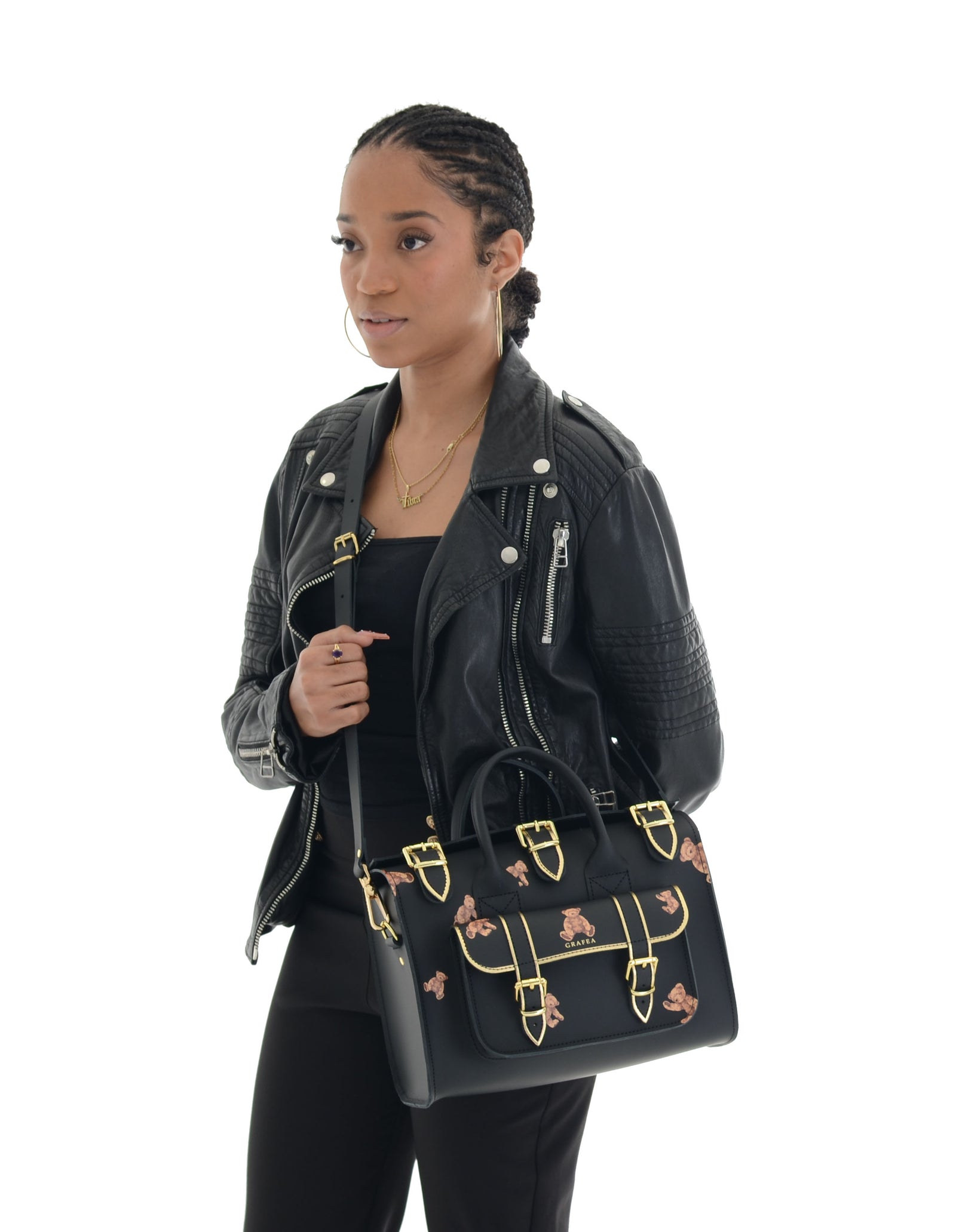 LUNA TEDDY BEAR- Womens Leather Shoulder Bag – GRAFEA