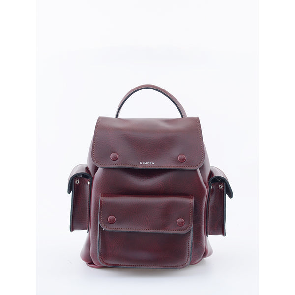 burgundy backpack faux leather ASHTON BURGUNDY