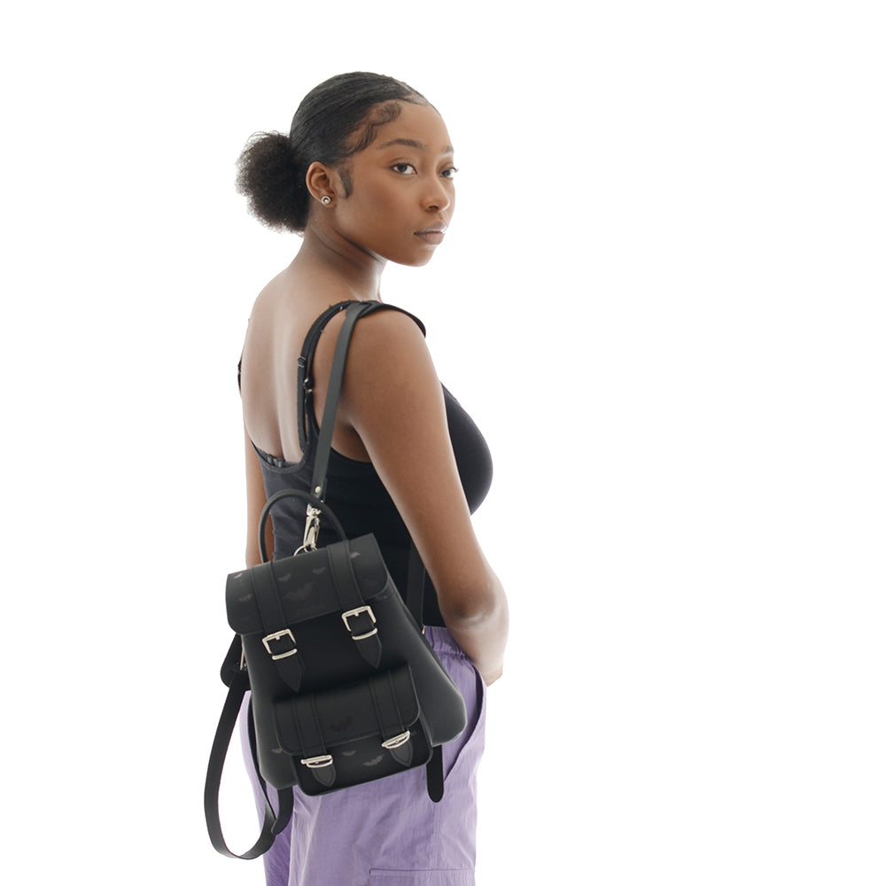 Grafea Baby II Bats Backpack Small Black BABY II BATS- Small Leather Backpack – GRAFEA main image 4