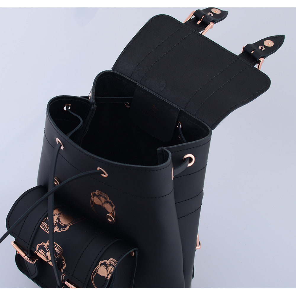 BABY II ROSE GOLD SKULLS- Small Leather Backpack – GRAFEA