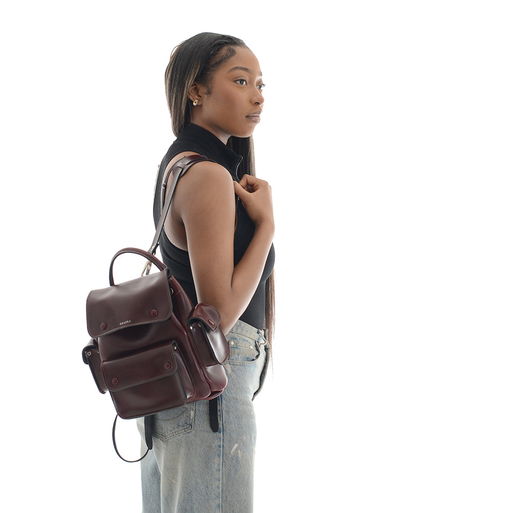 burgundy leather backpack ASHTON BURGUNDY