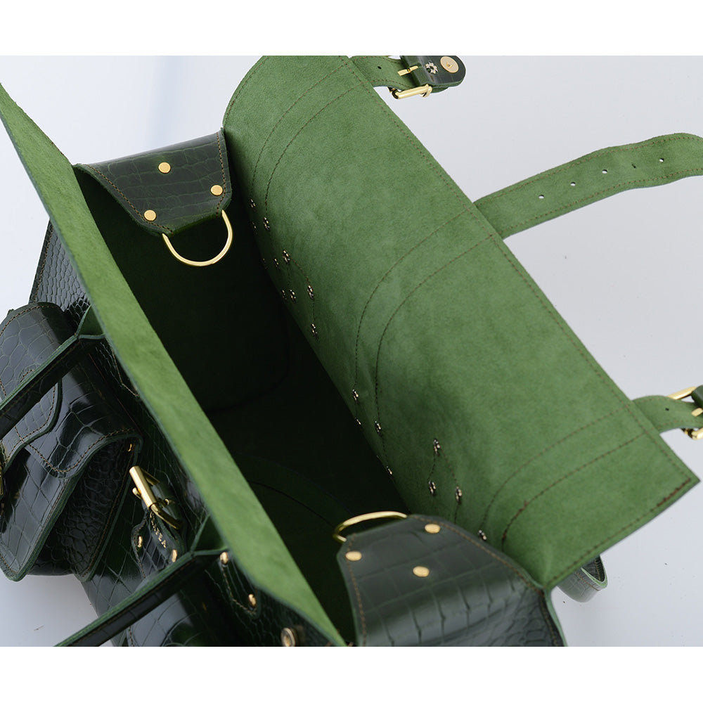 CHLOE CROC GREEN-leather shoulder bag – GRAFEA