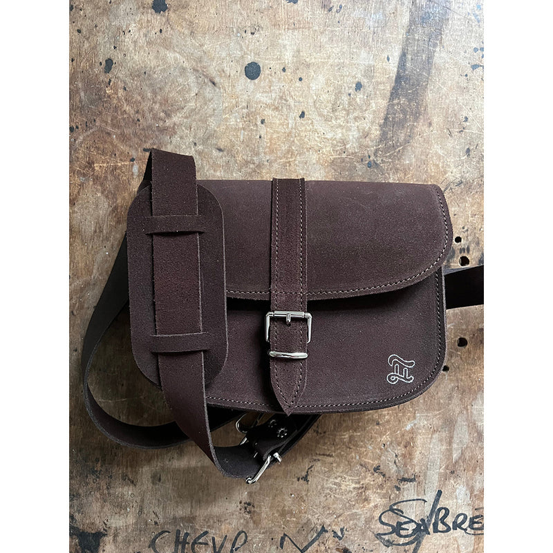 CROSS BODY SUEDE BROWN Leather Saddle Bag GRAFEA