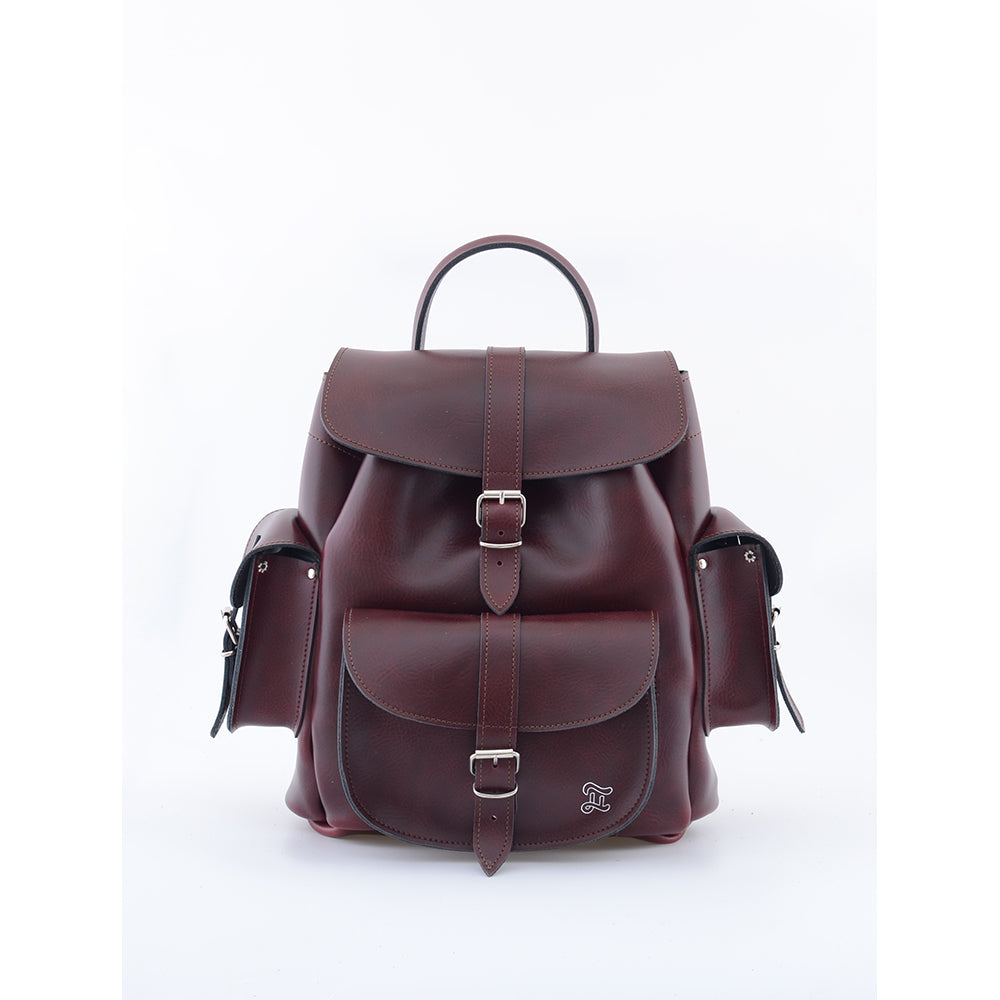 burgundy color leather backpack HARI BURGUNDY