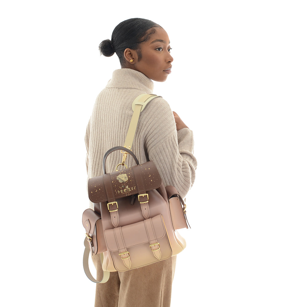 HARI II BROWN ROSE MOON - Leather Backpack – GRAFEA display picture 1
