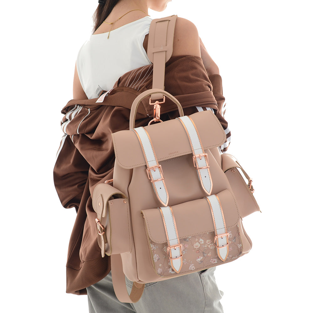 HARI II FLORAL CAPPUCCINO- Leather Backpack – GRAFEA