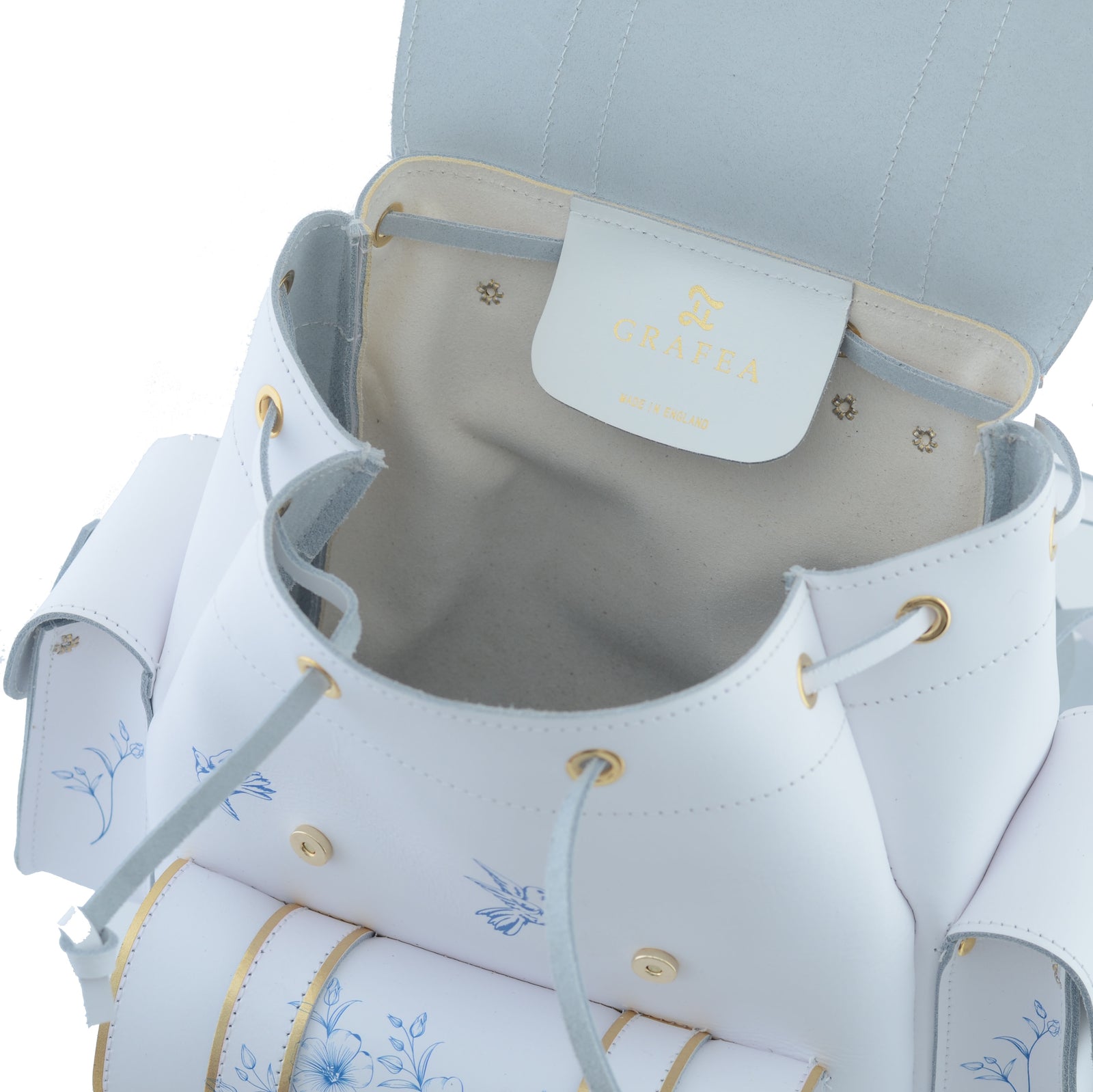 blue and white backpack leather HARI II BLUE GOLD