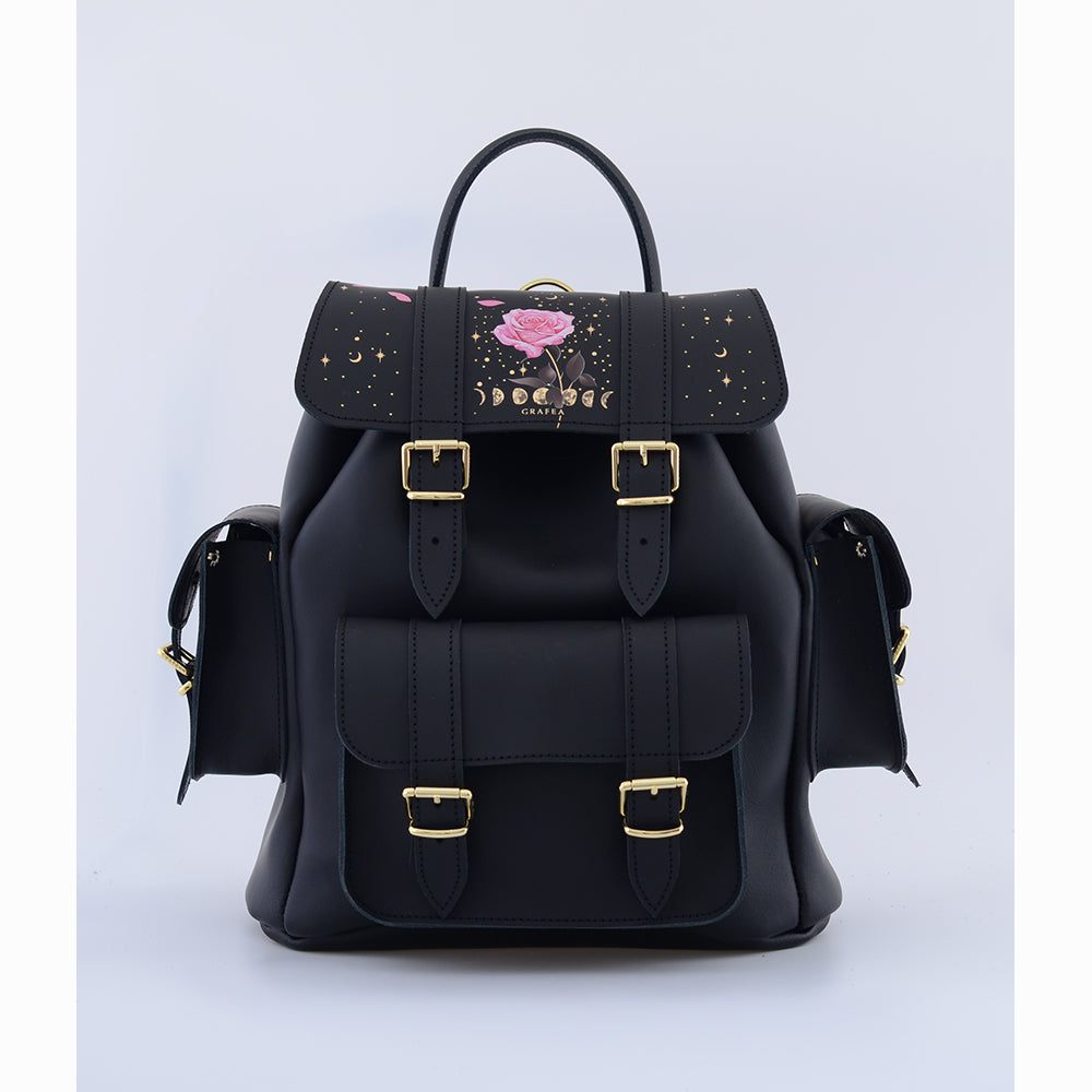 HARI II GOLD ROSE MOON - Leather Backpack – GRAFEA