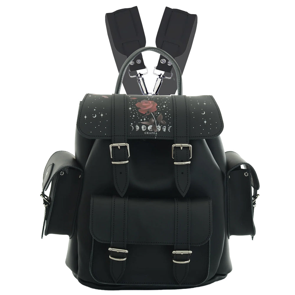 yukari ota おおたゆかり　レザーハンドバッグ　完売　黒 HARI II IRIDESCENT ROSE MOON - Leather Backpack – GRAFEA