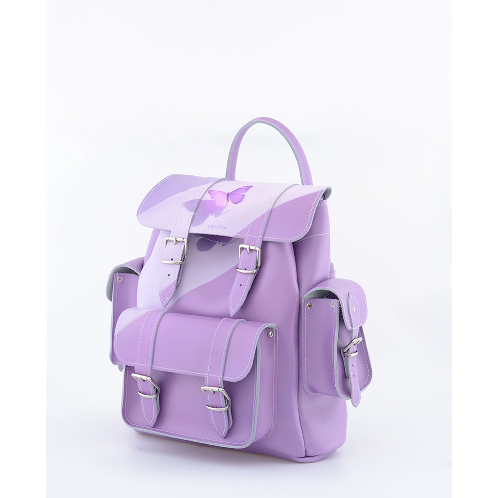 butterfly backpack leather HARI II LILAC BUTTERFLY