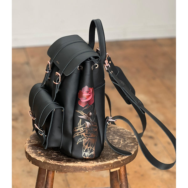 HARI II LOVE ME NOT - Black Leather Backpack – GRAFEA