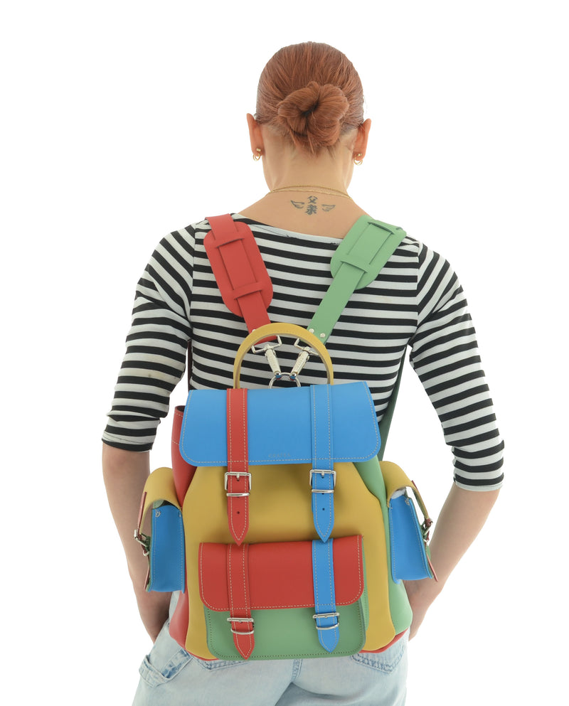 backpack multicolor leather backpack HARI II PAINT