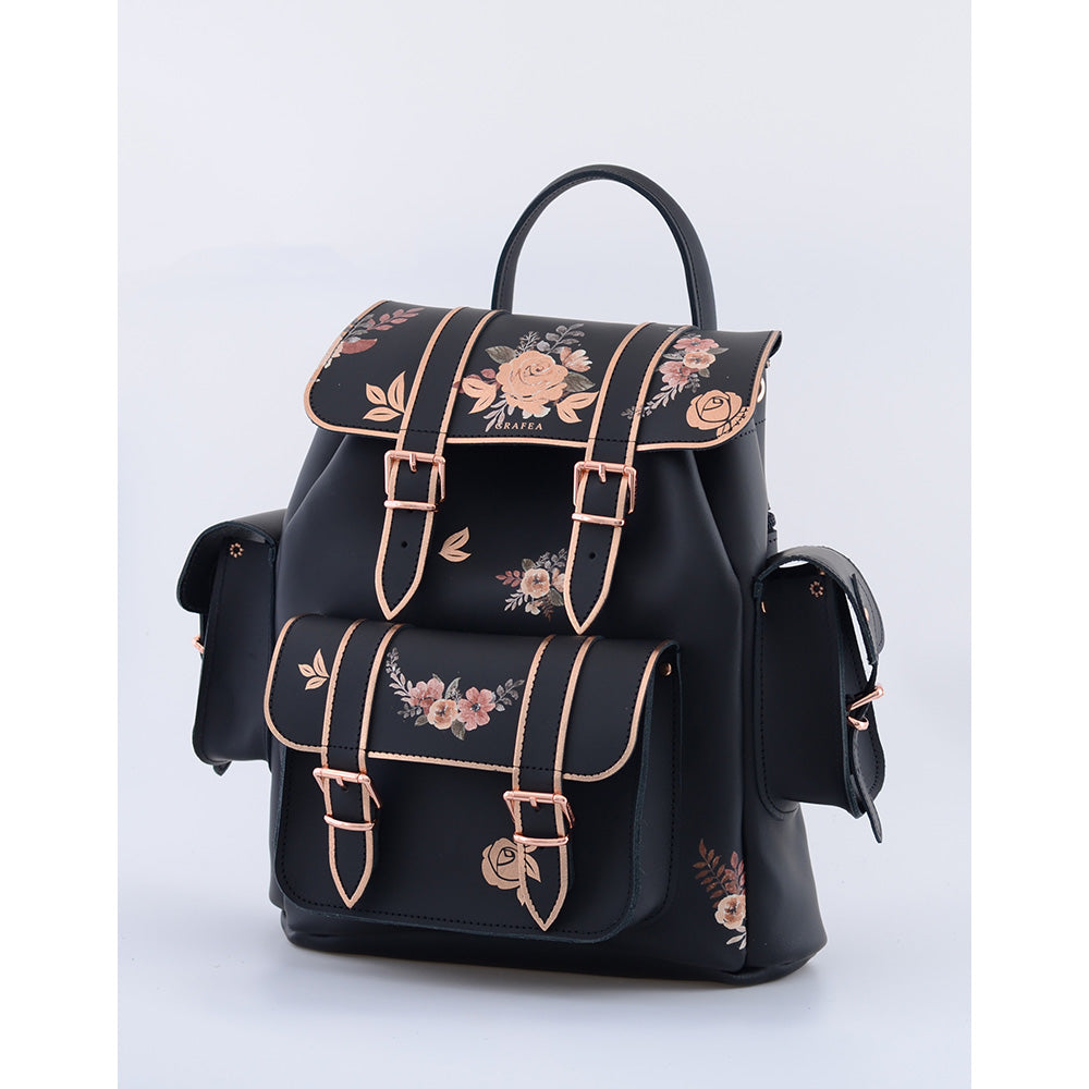 HARI II PORCELAIN BLACK - Leather Backpack – GRAFEA