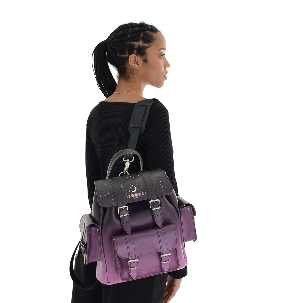 deep purple backpacks in leather HARI II PURPLE MOON