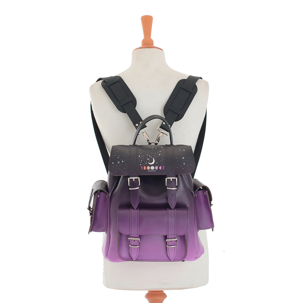dark purple leather backpack HARI II PURPLE MOON