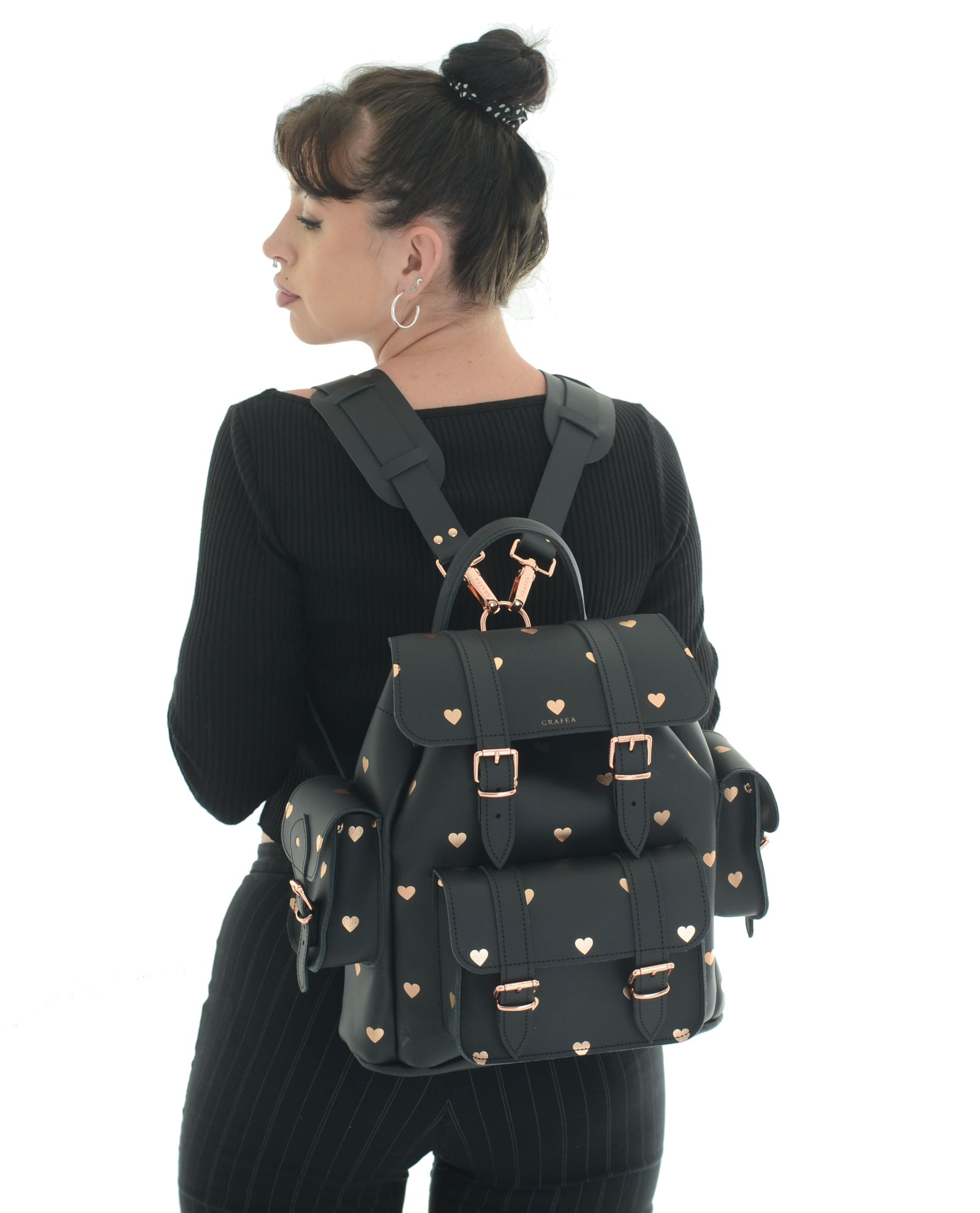 バッグ engbrox elin heart nylon backpack hari-ii-rose-gold-hearts-