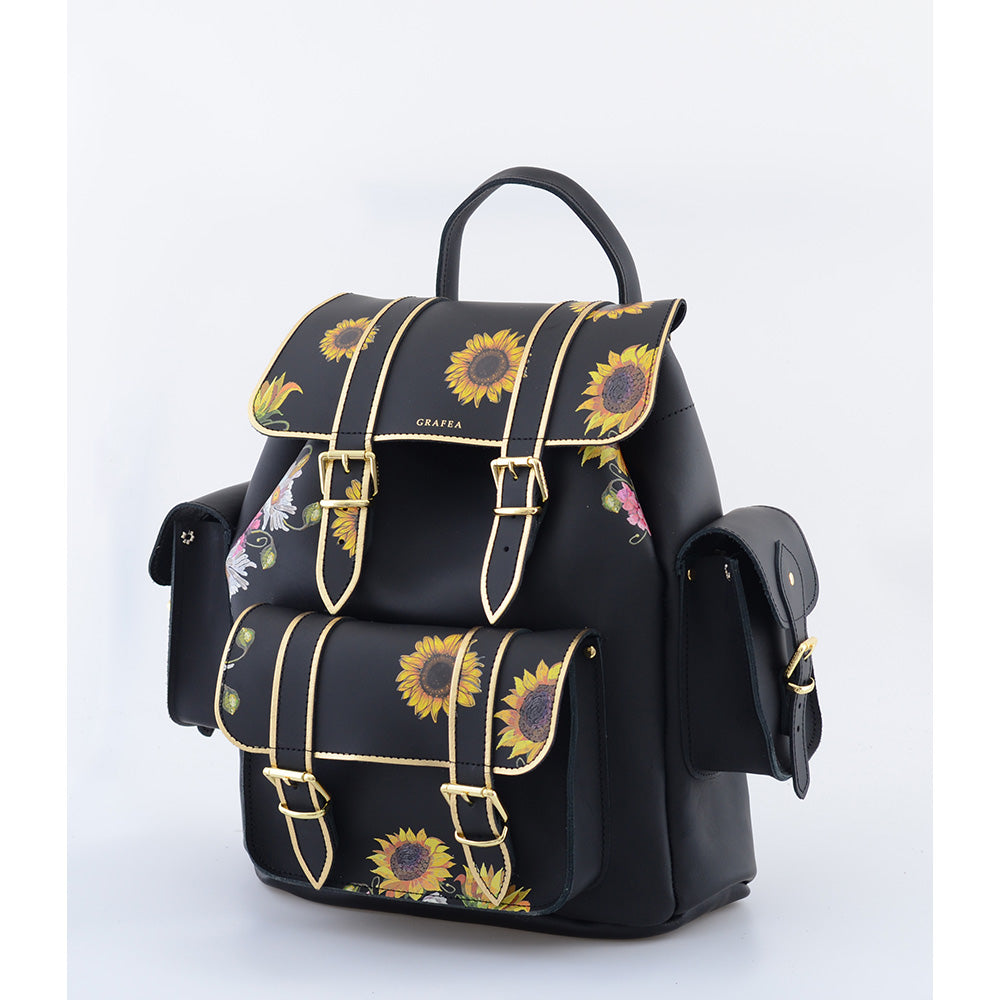 HARI II SUNFLOWER COTTAGE - Leather Backpack – GRAFEA display picture 1