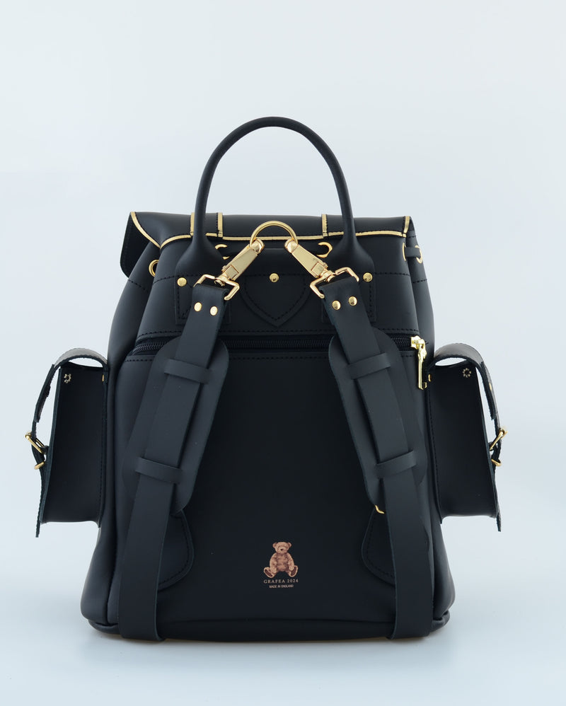 black leather teddy bear backpack HARI II TEDDY BEAR
