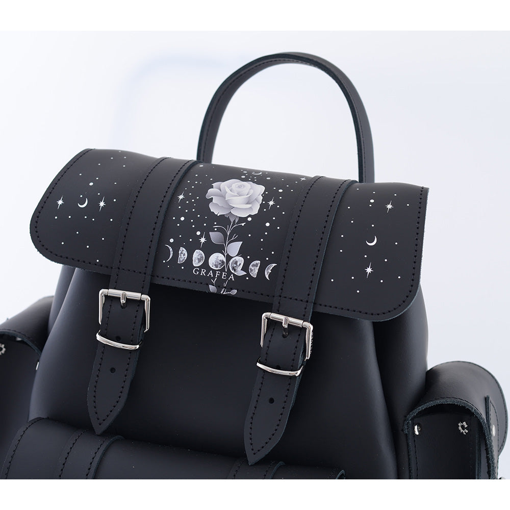 HARI II WHITE ROSE MOON- Leather Backpack – GRAFEA