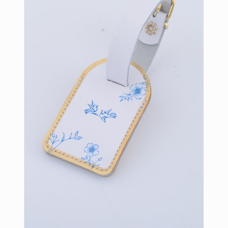 LEATHER LUGGAGE TAG BLUE GOLD Leather Luggage Tag GRAFEA