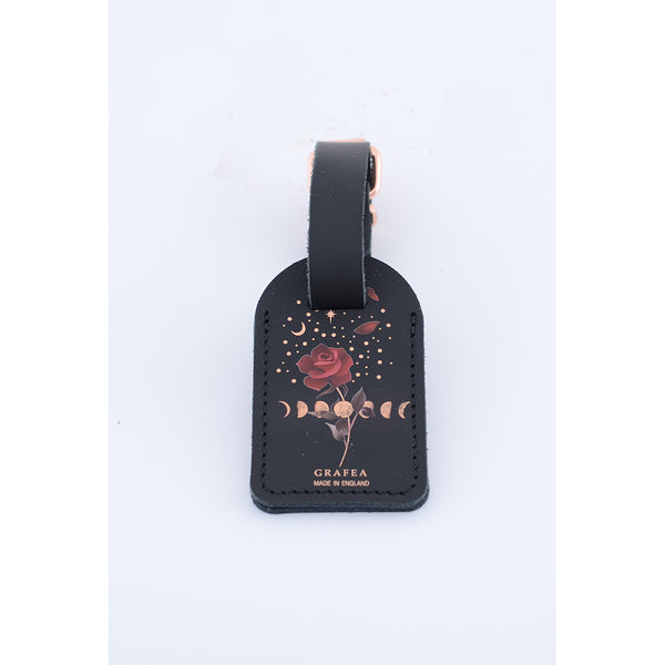 LEATHER LUGGAGE TAG ROSE MOON