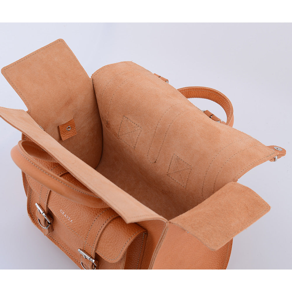 LUNA PEBBLED TAN - Womens Leather Shoulder Bag – GRAFEA
