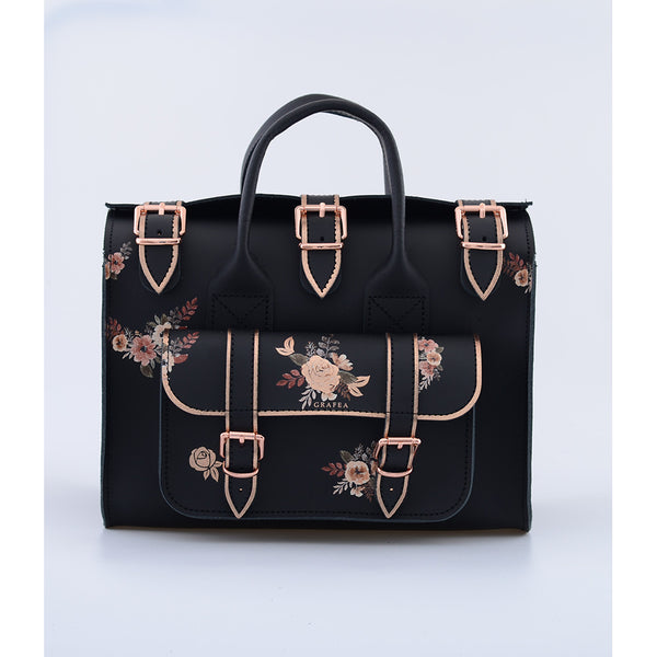 LUNA PORCELAIN BLACK- Womens Leather Shoulder Bag – GRAFEA