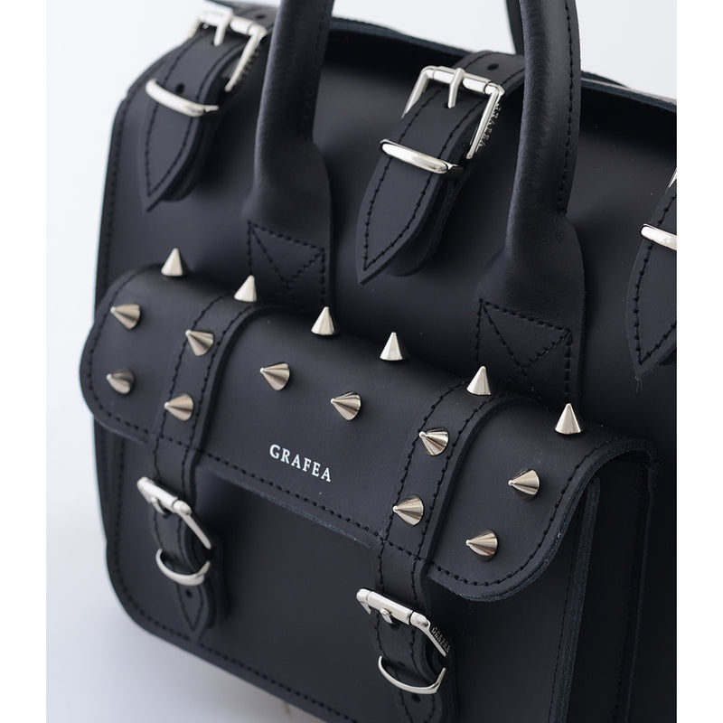 LUNA SPIKEY BLACK - Womens Leather Shoulder Bag – GRAFEA