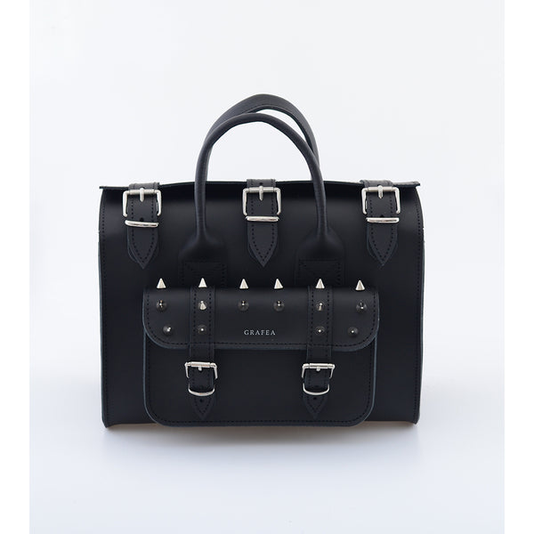 LUNA SPIKEY BLACK - Womens Leather Shoulder Bag – GRAFEA LUNA SPIKEY BLACK - Womens Leather Shoulder Bag – GRAFEA