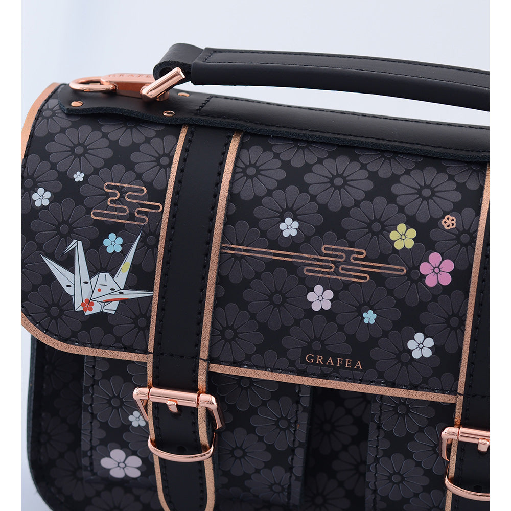 MICRO BLACK KIMONO- Mini Leather Satchel – GRAFEA