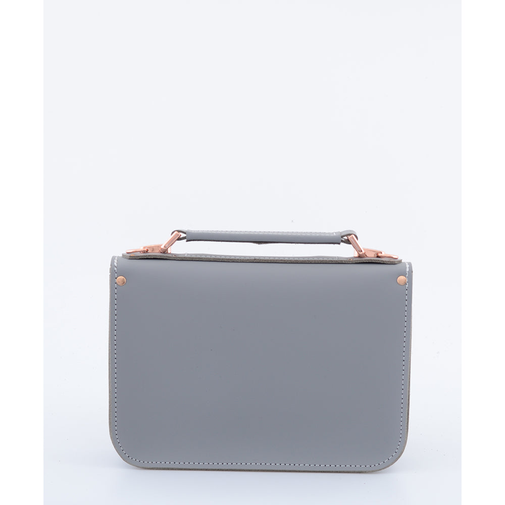 MICRO GREY ROSE GOLD - Mini Leather Satchel – GRAFEA